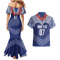Toa Samoa Rugby Custom Couples Matching Mermaid Dress and Hawaiian Shirt Ulafala Mix Nifo'oti - Polynesian Pride