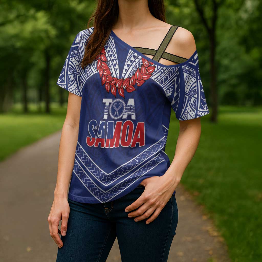 Toa Samoa Rugby Custom Cross Shoulder Shirt Ulafala Mix Nifo'oti - Polynesian Pride