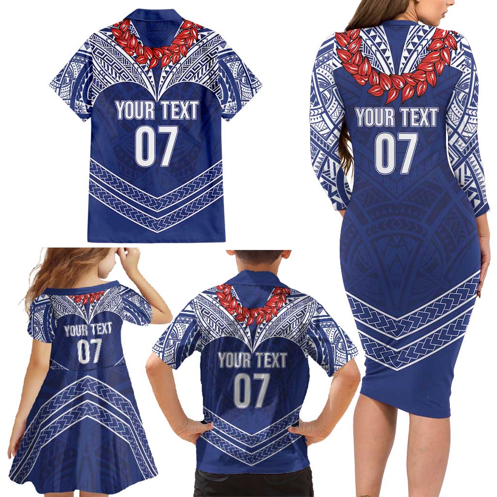 Toa Samoa Rugby Custom Family Matching Long Sleeve Bodycon Dress and Hawaiian Shirt Ulafala Mix Nifo'oti - Polynesian Pride