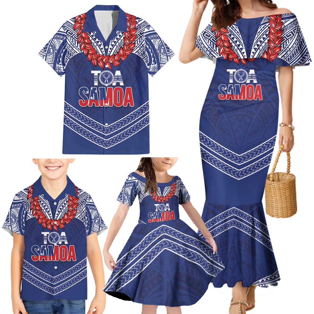 Toa Samoa Rugby Custom Family Matching Mermaid Dress and Hawaiian Shirt Ulafala Mix Nifo'oti - Polynesian Pride