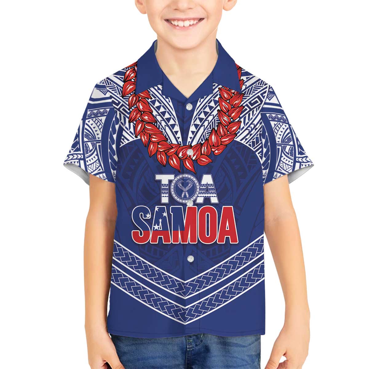 Toa Samoa Rugby Custom Family Matching Off The Shoulder Long Sleeve Dress and Hawaiian Shirt Ulafala Mix Nifo'oti - Polynesian Pride