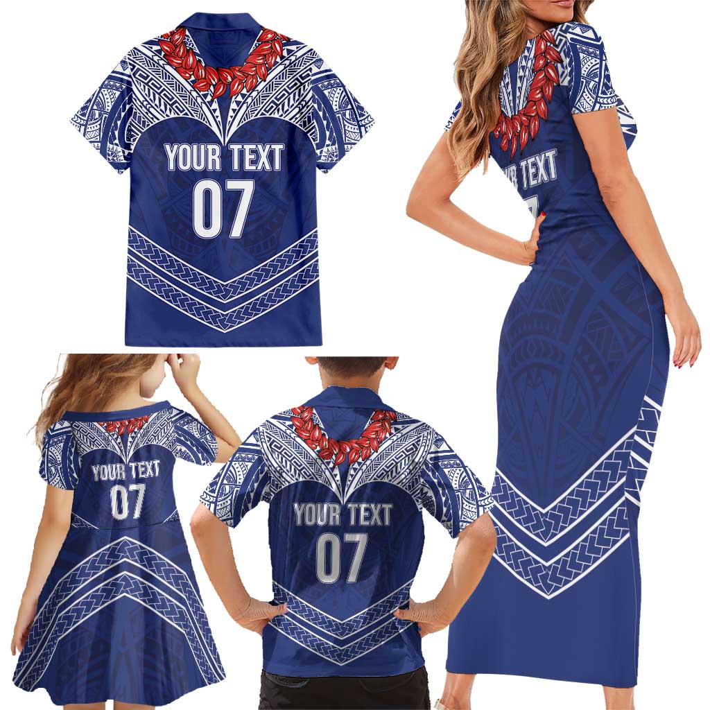 Toa Samoa Rugby Custom Family Matching Short Sleeve Bodycon Dress and Hawaiian Shirt Ulafala Mix Nifo'oti - Polynesian Pride