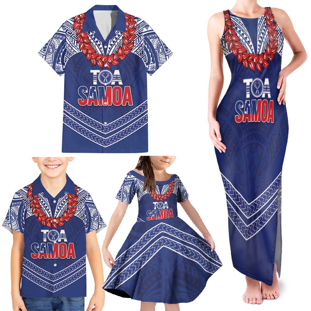 Toa Samoa Rugby Custom Family Matching Tank Maxi Dress and Hawaiian Shirt Ulafala Mix Nifo'oti - Polynesian Pride