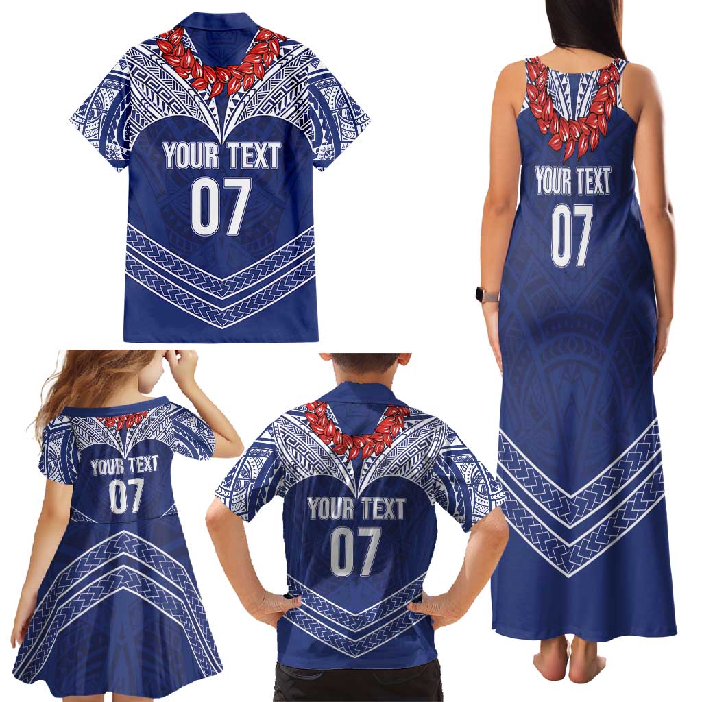Toa Samoa Rugby Custom Family Matching Tank Maxi Dress and Hawaiian Shirt Ulafala Mix Nifo'oti - Polynesian Pride
