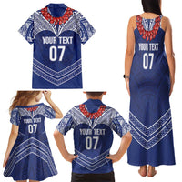 Toa Samoa Rugby Custom Family Matching Tank Maxi Dress and Hawaiian Shirt Ulafala Mix Nifo'oti - Polynesian Pride