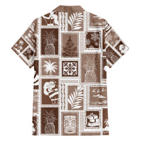 Hawaii Christmas Retro Patchwork Family Matching Off Shoulder Short Dress and Hawaiian Shirt Brown LT7 - Polynesian Pride