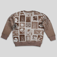 Hawaii Christmas Kid Ugly Christmas Sweater Retro Patchwork - Brown LT7 - Polynesian Pride