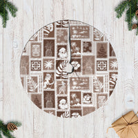 Hawaii Christmas Tree Skirt Retro Patchwork - Brown LT7 Casual Tree Skirts Brown - Polynesian Pride