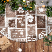 Hawaii Christmas Tree Skirt Retro Patchwork - Brown LT7 - Polynesian Pride