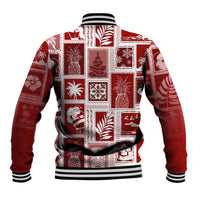 Hawaii Christmas Retro Patchwork Baseball Jacket Red LT7 - Polynesian Pride
