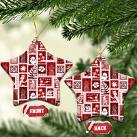 Hawaii Christmas Ceramic Ornament Retro Patchwork - Red LT7 Star Red - Polynesian Pride
