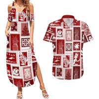 Hawaii Christmas Retro Patchwork Couples Matching Summer Maxi Dress and Hawaiian Shirt Red LT7 Red - Polynesian Pride