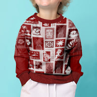 Hawaii Christmas Kid Ugly Christmas Sweater Retro Patchwork - Red LT7 - Polynesian Pride