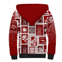 Hawaii Christmas Retro Patchwork Sherpa Hoodie Red LT7 - Polynesian Pride