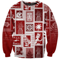 Hawaii Christmas Retro Patchwork Sweatshirt Red LT7 Unisex Red - Polynesian Pride