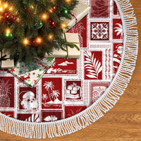 Hawaii Christmas Tree Skirt Retro Patchwork - Red LT7 - Polynesian Pride