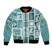 Hawaii Christmas Retro Patchwork Bomber Jacket Teal LT7 Unisex Teal - Polynesian Pride