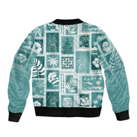 Hawaii Christmas Retro Patchwork Bomber Jacket Teal LT7 - Polynesian Pride