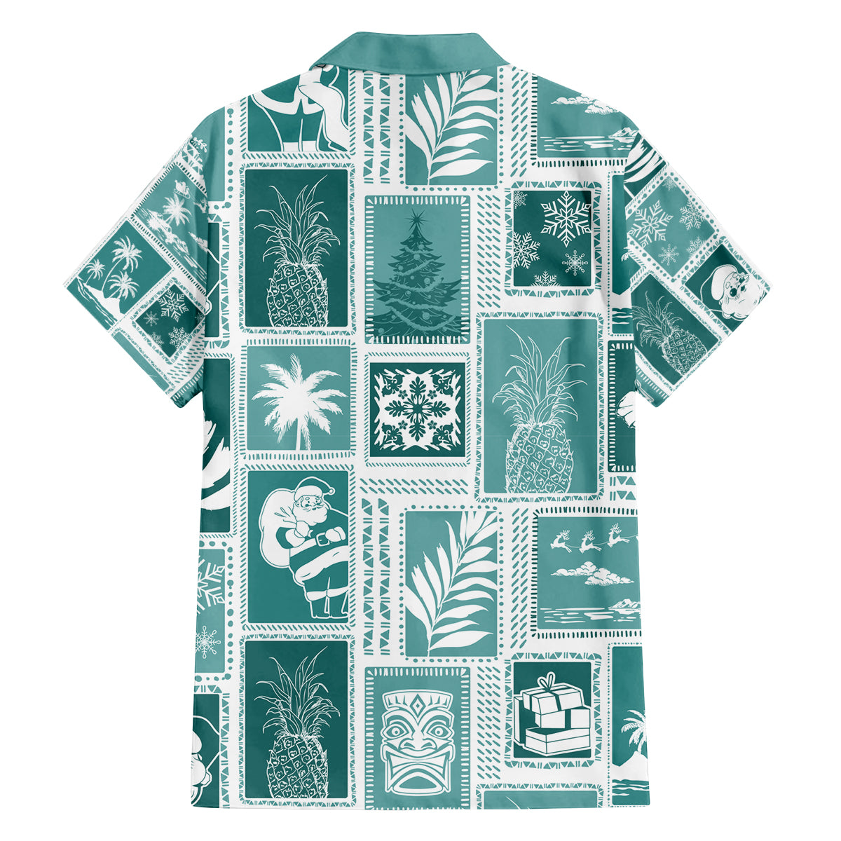 Hawaii Christmas Retro Patchwork Family Matching Summer Maxi Dress and Hawaiian Shirt Teal LT7 - Polynesian Pride