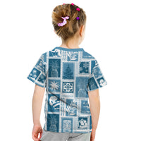 Hawaii Christmas Retro Patchwork Kid T Shirt Aquamarine LT7 - Polynesian Pride