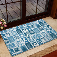 Hawaii Christmas Retro Patchwork Rubber Doormat Aquamarine LT7 - Polynesian Pride