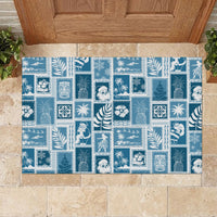 Hawaii Christmas Retro Patchwork Rubber Doormat Aquamarine LT7 - Polynesian Pride