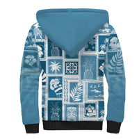Hawaii Christmas Retro Patchwork Sherpa Hoodie Aquamarine LT7 - Polynesian Pride