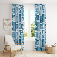 Hawaii Christmas Retro Patchwork Window Curtain Aquamarine LT7 - Polynesian Pride