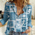 Hawaii Christmas Retro Patchwork Women Casual Shirt Aquamarine LT7 Female Aquamarine - Polynesian Pride
