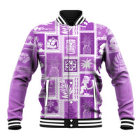 Hawaii Christmas Retro Patchwork Baseball Jacket Violet LT7 Unisex Violet - Polynesian Pride