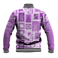 Hawaii Christmas Retro Patchwork Baseball Jacket Violet LT7 - Polynesian Pride