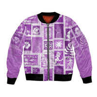 Hawaii Christmas Retro Patchwork Bomber Jacket Violet LT7 Unisex Violet - Polynesian Pride