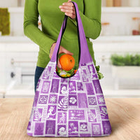 Hawaii Christmas Retro Patchwork Grocery Bag Violet