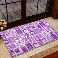 Hawaii Christmas Retro Patchwork Rubber Doormat Violet LT7 - Polynesian Pride