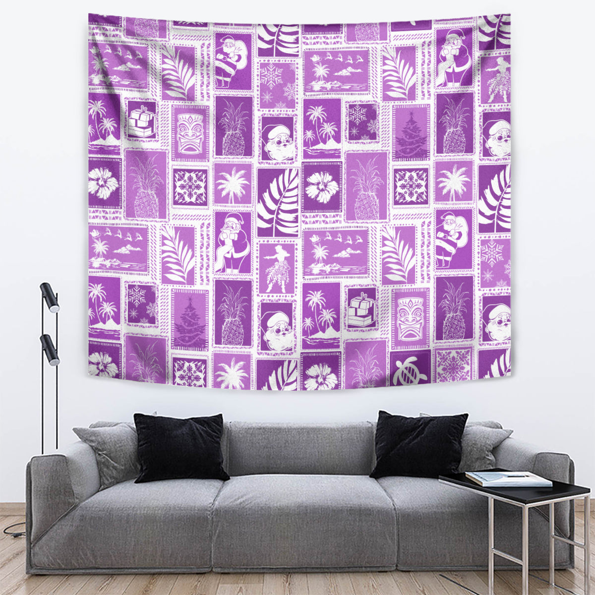 Hawaii Christmas Retro Patchwork Tapestry Violet LT7 - Polynesian Pride
