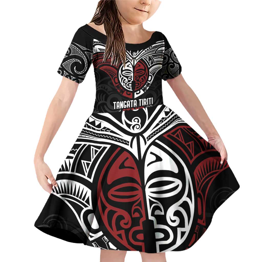 Maori Hongi Toitu Te Tiriti Family Matching Off Shoulder Short Dress and Hawaiian Shirt Tangata Tiriti Stand With Tangata Whenua