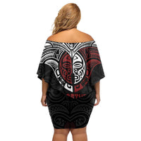 Maori Hongi Toitu Te Tiriti Family Matching Off Shoulder Short Dress and Hawaiian Shirt Tangata Tiriti Stand With Tangata Whenua