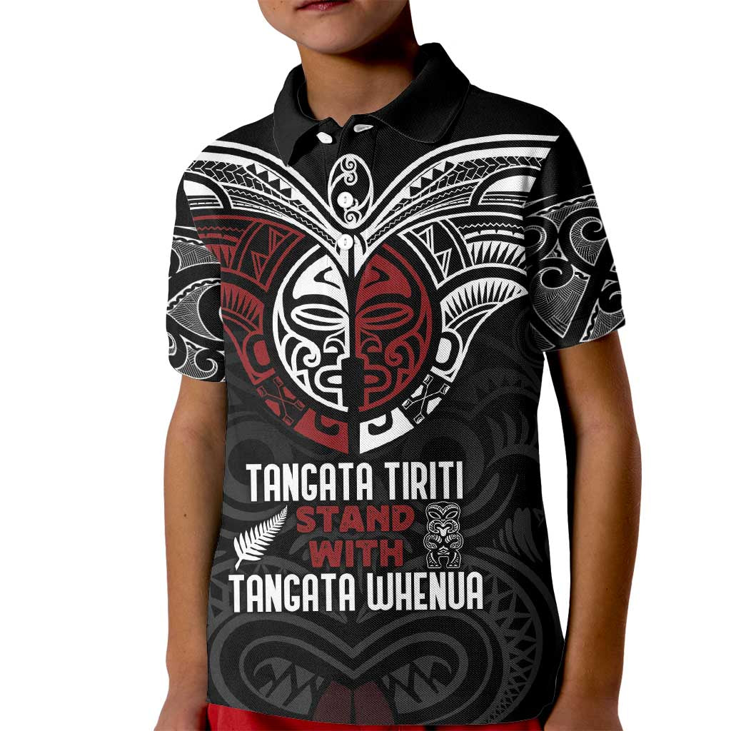 Maori Hongi Toitu Te Tiriti Kid Polo Shirt Tangata Tiriti Stand With Tangata Whenua LT7 Kid Black - Polynesian Pride