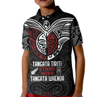 Maori Hongi Toitu Te Tiriti Kid Polo Shirt Tangata Tiriti Stand With Tangata Whenua LT7 Kid Black - Polynesian Pride