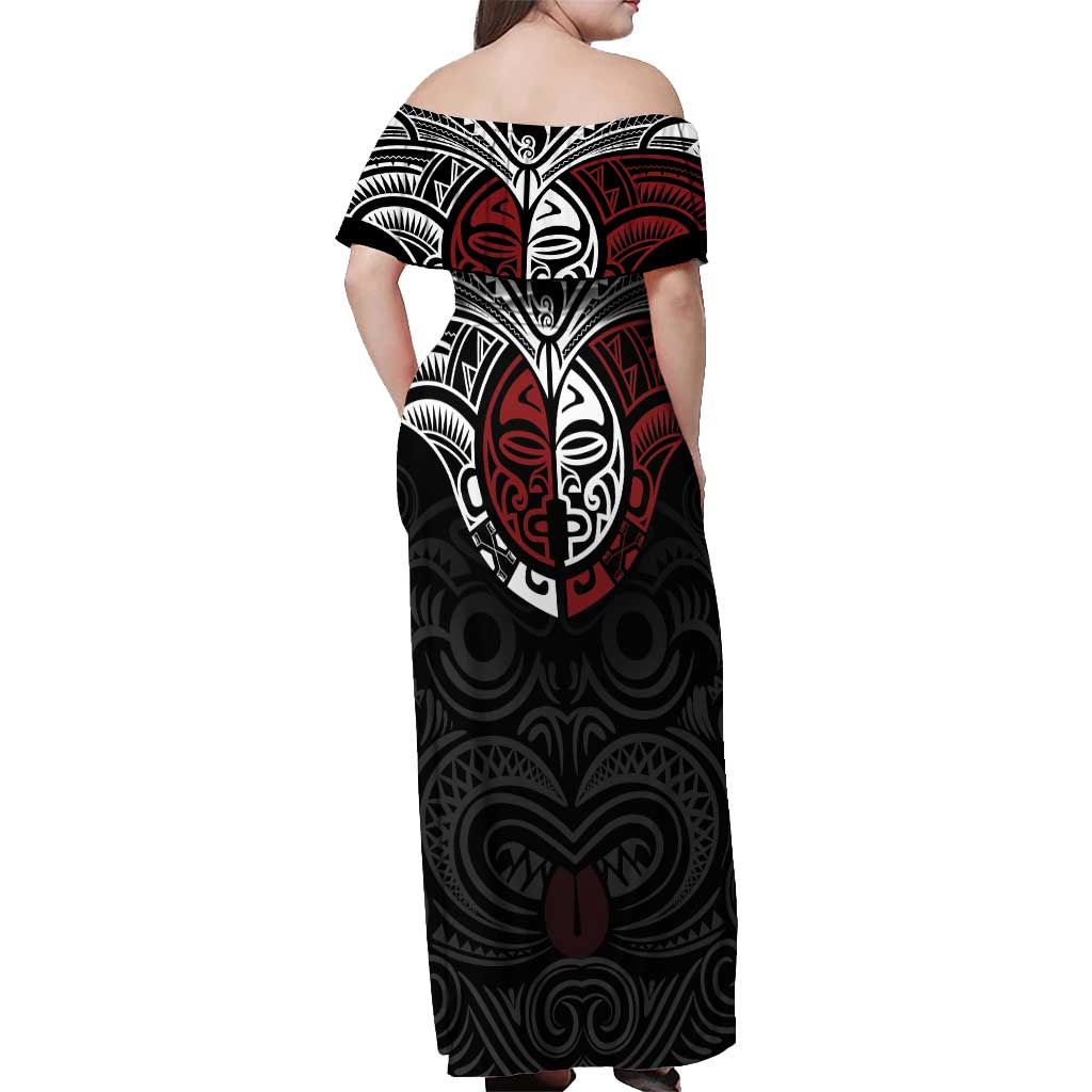 Maori Hongi Toitu Te Tiriti Off Shoulder Maxi Dress Tangata Tiriti Stand With Tangata Whenua