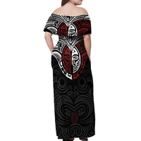 Maori Hongi Toitu Te Tiriti Off Shoulder Maxi Dress Tangata Tiriti Stand With Tangata Whenua