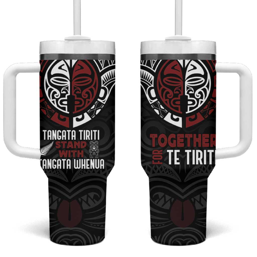 Maori Hongi Toitu Te Tiriti Tumbler With Handle Tangata Tiriti Stand With Tangata Whenua
