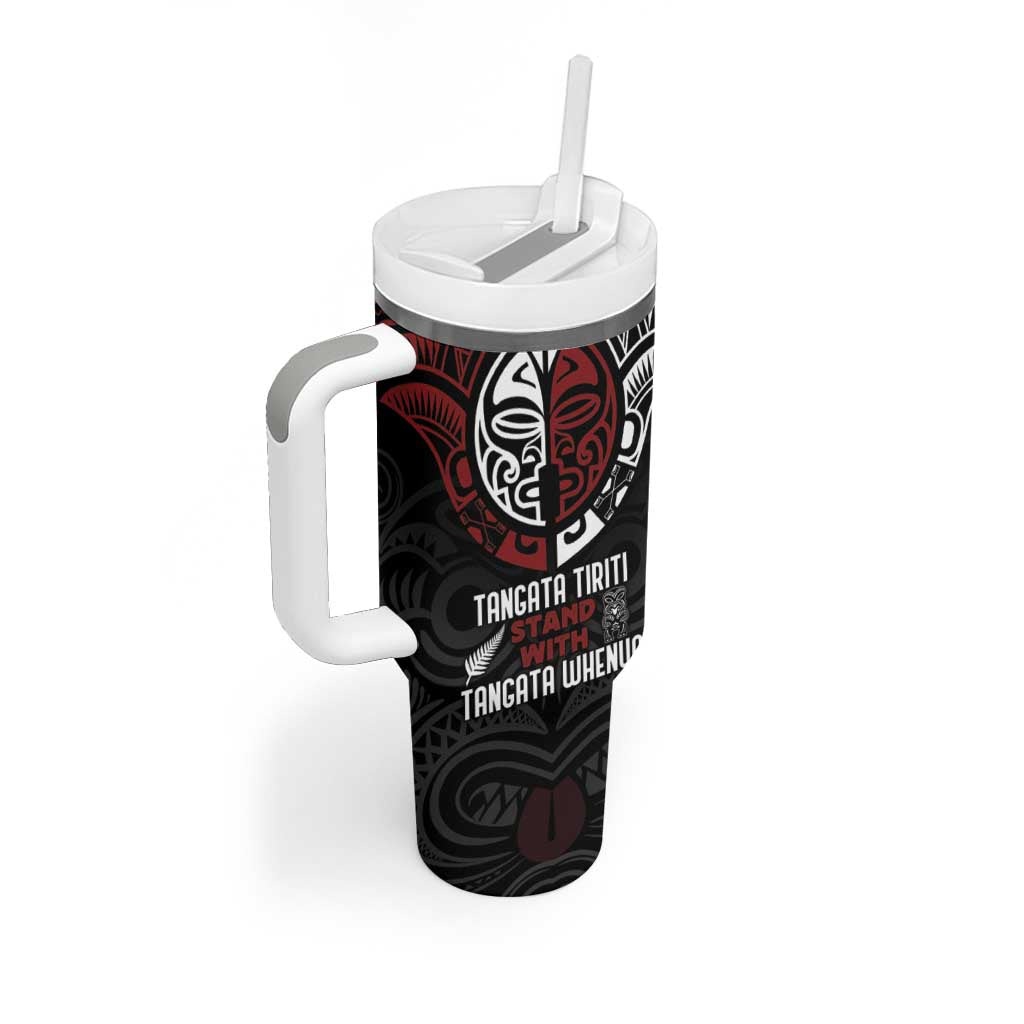 Maori Hongi Toitu Te Tiriti Tumbler With Handle Tangata Tiriti Stand With Tangata Whenua