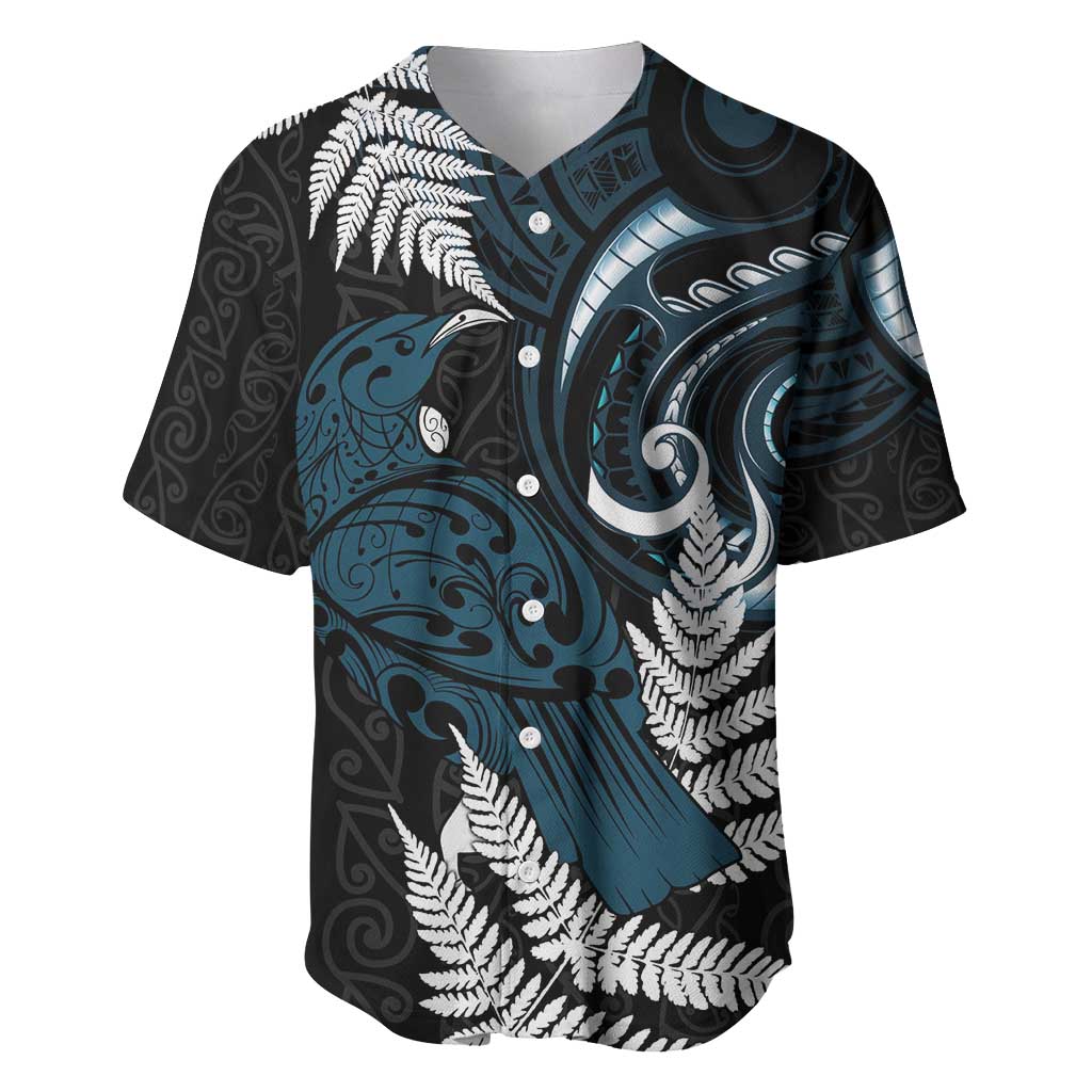 New Zealand Tui Bird Baseball Jersey Maori Kowhaiwhai LT7 Teal - Polynesian Pride