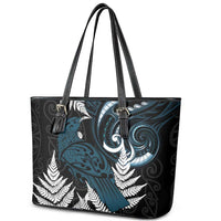 New Zealand Tui Bird Leather Tote Bag Maori Kowhaiwhai