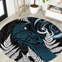New Zealand Tui Bird Round Carpet Maori Kowhaiwhai LT7 Teal - Polynesian Pride