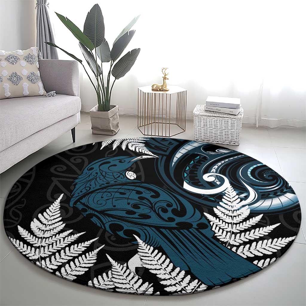 New Zealand Tui Bird Round Carpet Maori Kowhaiwhai LT7 - Polynesian Pride