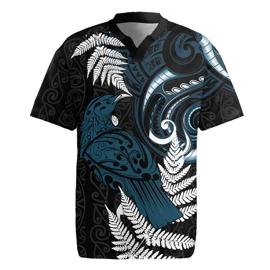 New Zealand Tui Bird Rugby Jersey Maori Kowhaiwhai
