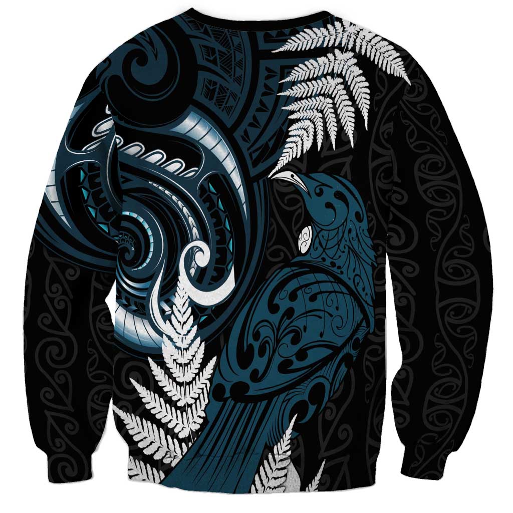 New Zealand Tui Bird Sweatshirt Maori Kowhaiwhai