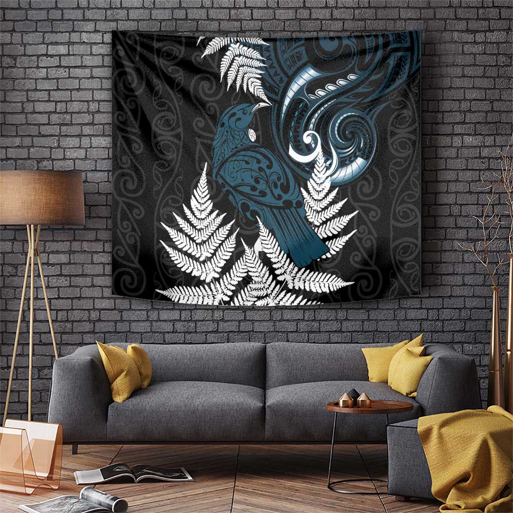 New Zealand Tui Bird Tapestry Maori Kowhaiwhai LT7 Teal - Polynesian Pride
